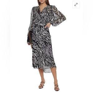 VERONICA BEARD
Mavis Belted Printed Silk-chiffon Midi Dress In Black Size 4